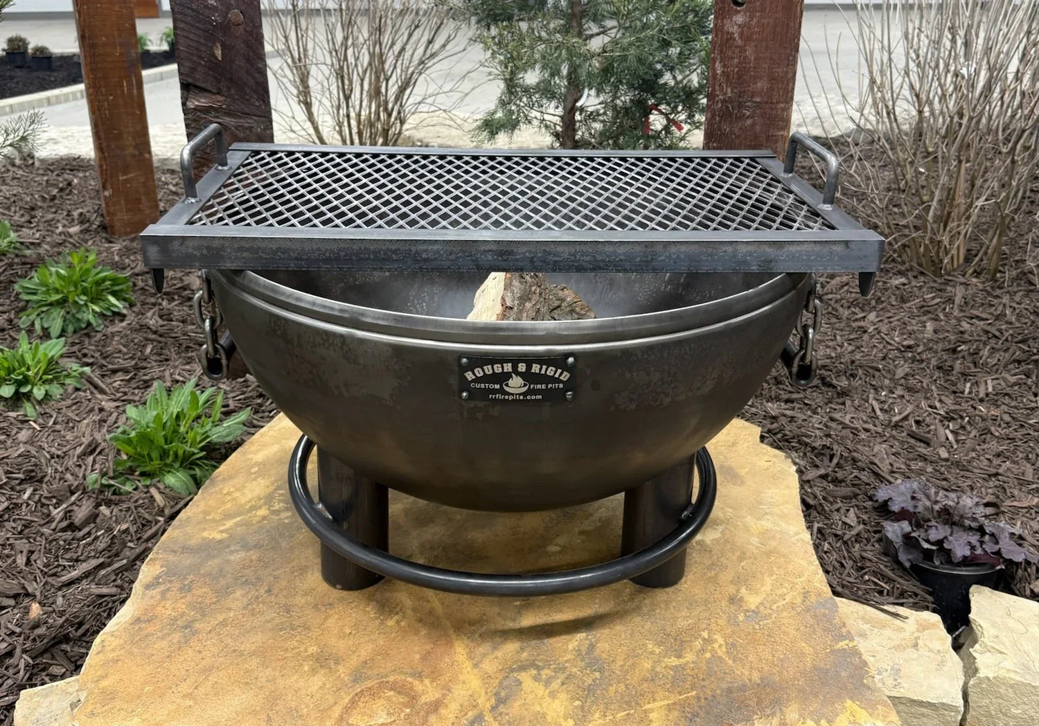 Fire Pit Grill Grate - Full Front View - Rough & Rigid