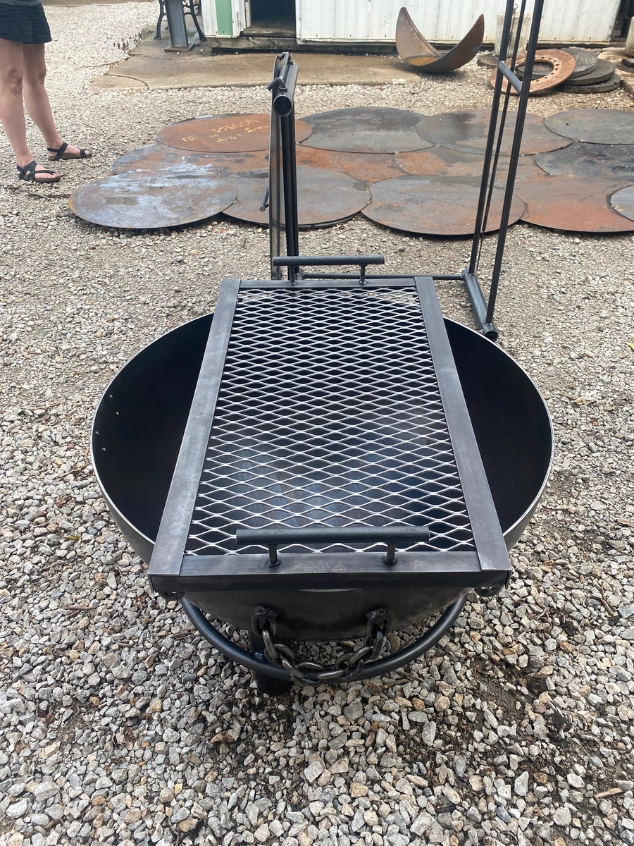 Adjustable height fire pit grill best sale