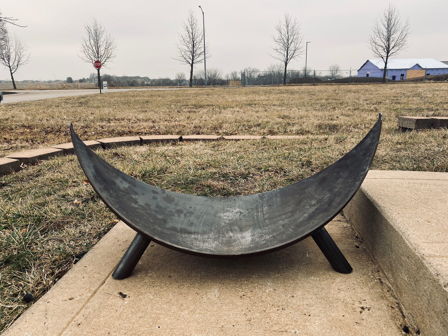 Fire Wood Holder - Curved Steel Heavy-Duty Weather Resistant Fire Wood Holder - Rough & Rigid